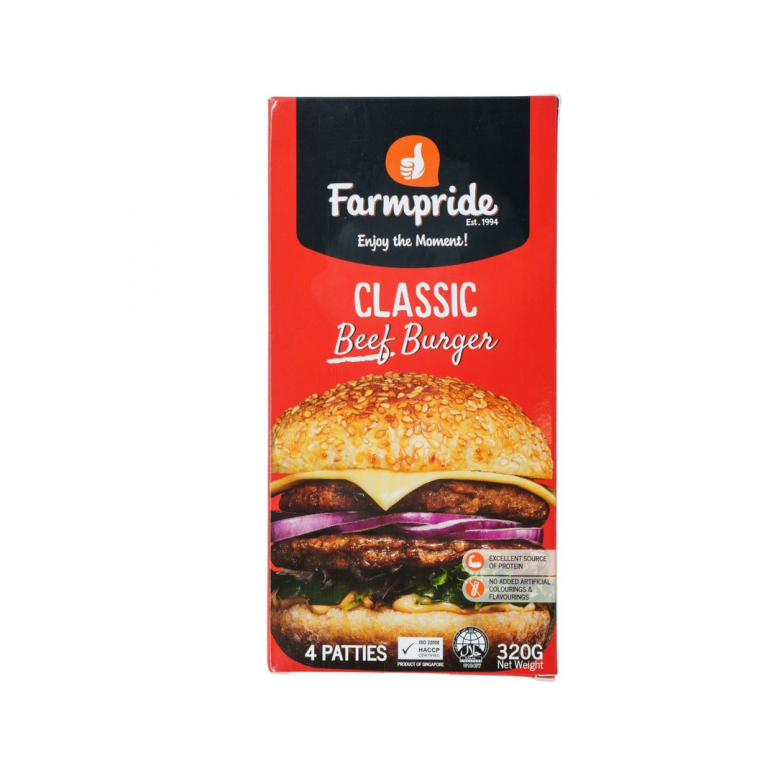 FARMPRIDE CLASSIC BEEF BURGER 4 PATTIES 320G