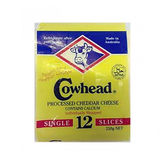 Cowhead Processed Cheddar Cheese 12 Single Slices