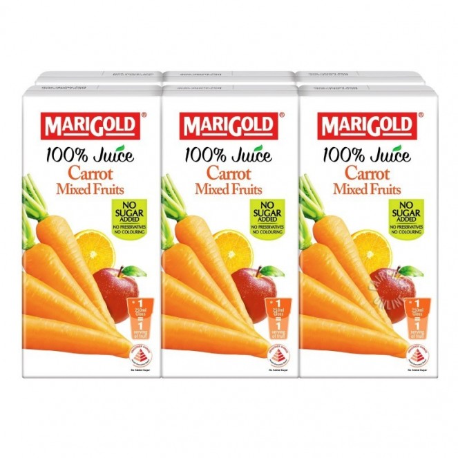 MARIGOLD 100% JUICE CARROT MIXED FRUITS 200MLX6