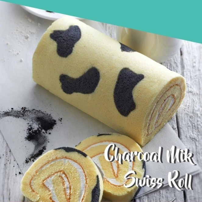 Charcoal Milk Swiss Roll