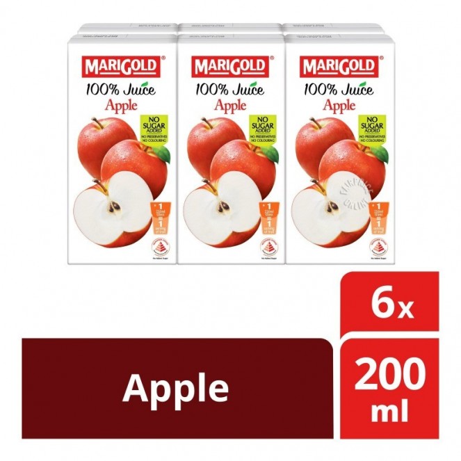 MARIGOLD 100% JUICE APPLE 200MLX6
