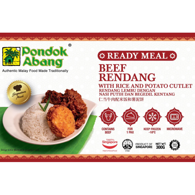 PONDOK ABANG BEEF RENDANG WITH RICE & POTATO CUTLET 300G
