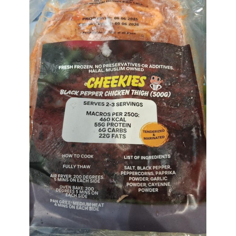 Cheekies Black Pepper Chicken Thigh (500g)