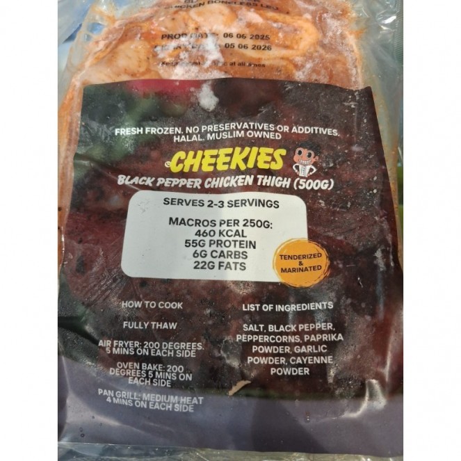 Cheekies Black Pepper Chicken Thigh (500g)