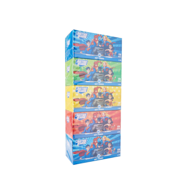 Justice League Soft Tissue 170 Sheets 5 Boxes