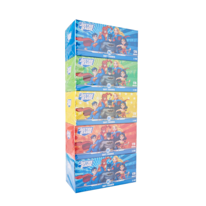 Justice League Soft Tissue 170 Sheets 5 Boxes