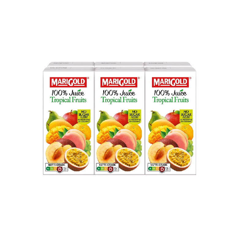 MARIGOLD 100% JUICE TROPICAL FRUITS 200MLX6