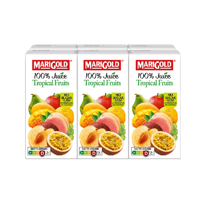MARIGOLD 100% JUICE TROPICAL FRUITS 200MLX6