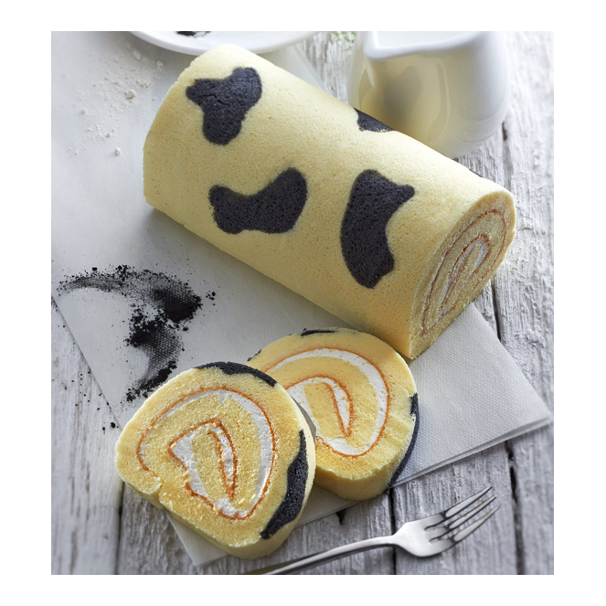 Charcoal Milk Swiss Roll