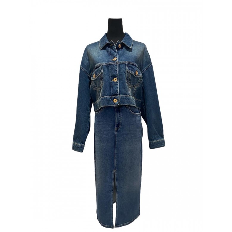 DAISY SLIT DENIM MIDI SKIRT