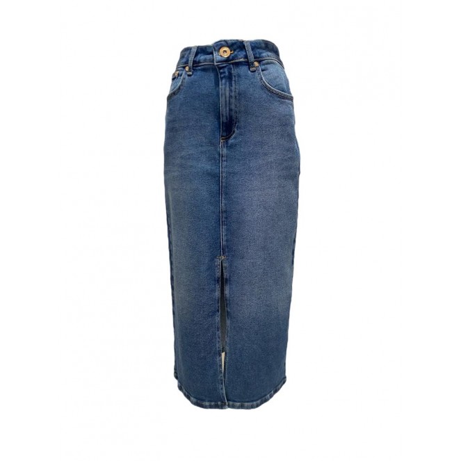 DAISY SLIT DENIM MIDI SKIRT