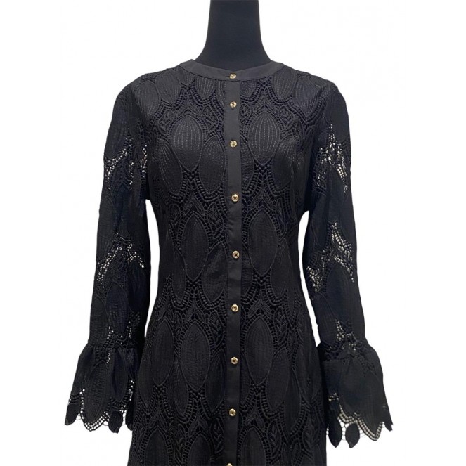 ESME BLACK EMBROIDERED MIDI DRESS